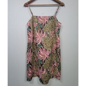 Madewell Spaghetti Strap Mini Dress Womens 4 Linen Floral Goldie